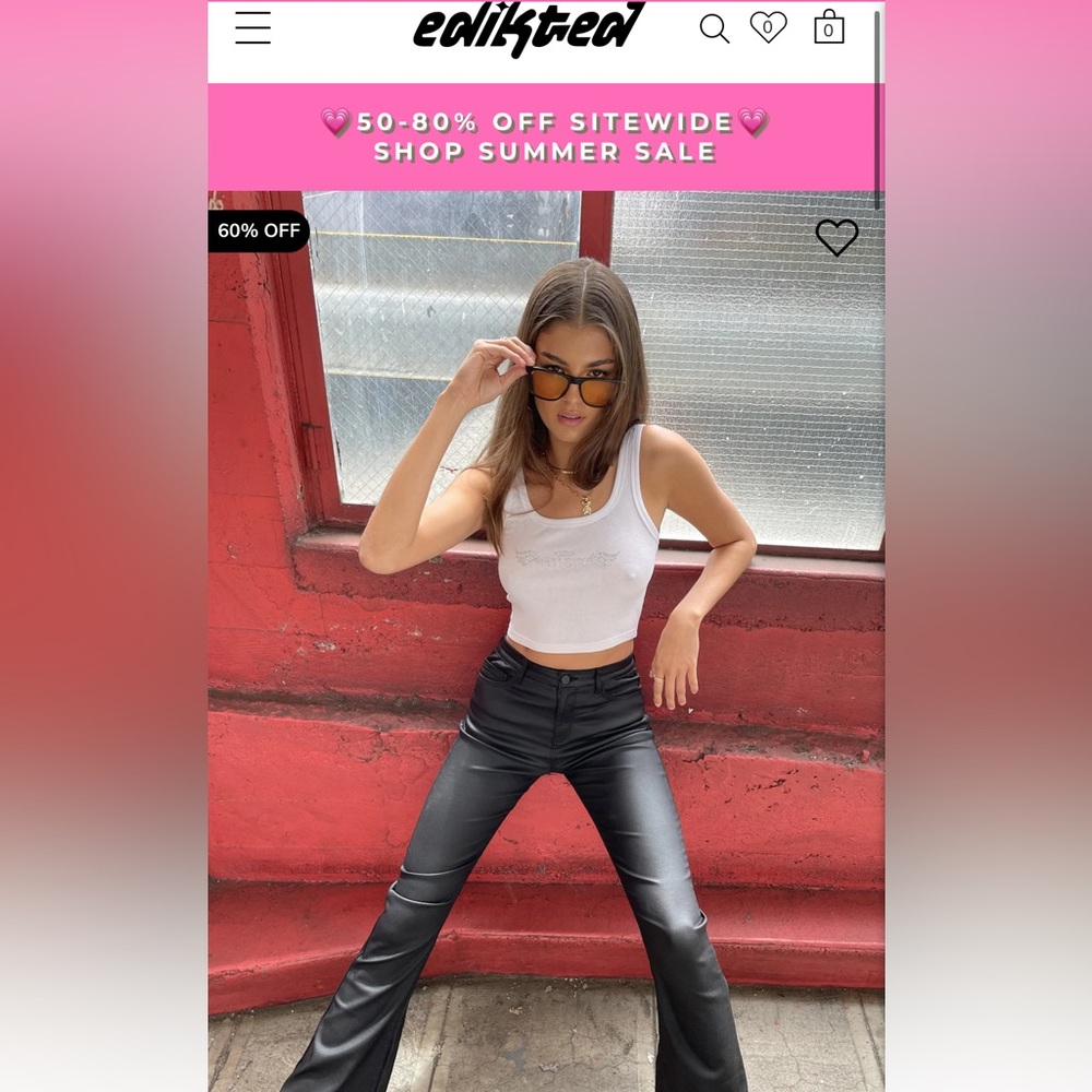 Edikted Luna Faux Leather Flare Jeans